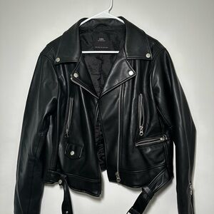 Zara Faux Leather Jacket Moto Style | Slight Collar Tear | Great Condition